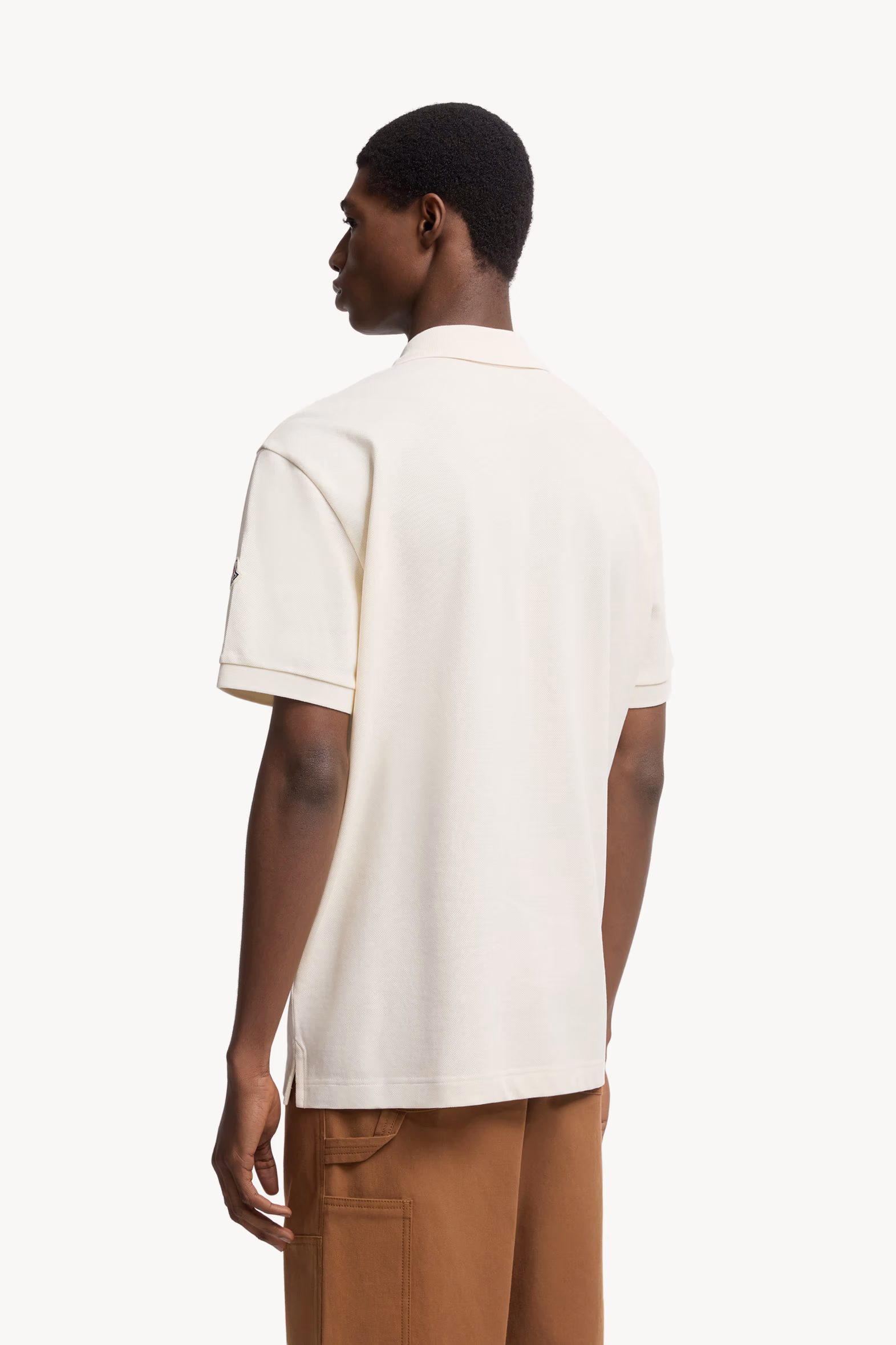 Monogram Cotton Piquet Polo Shirt Men White Ivory Moncler 5